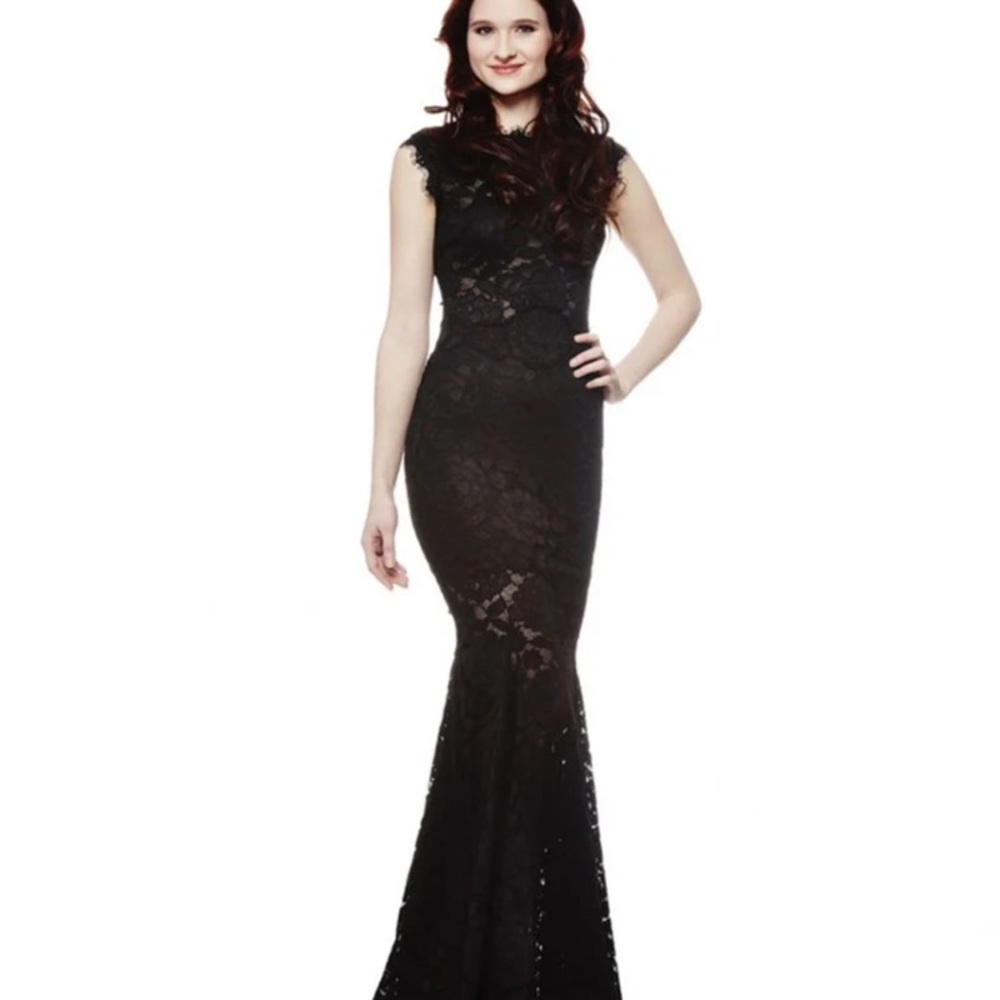 Black lace prom dress